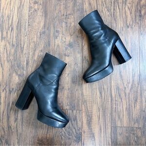 ASH • Amazon Platform Boots black leather ankle bootie block heel zip